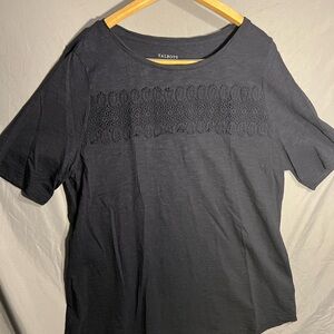 Talbots Charcoal Lace Accent Tee